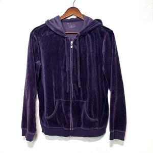 Felpa NY&C Sport Velour Hoodie Track Jacket viola manica lunga full zip anni 90 - Foto 1 di 5
