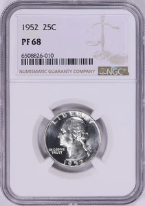 1952 Washington Quarter NGC PF68 Brilliant White PR68 Recut Feathers White - Picture 1 of 3