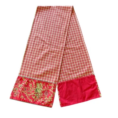 April Cornell French Country Red Berry Plaid Floral Table Runner Cottage Core - Image 1 of 3