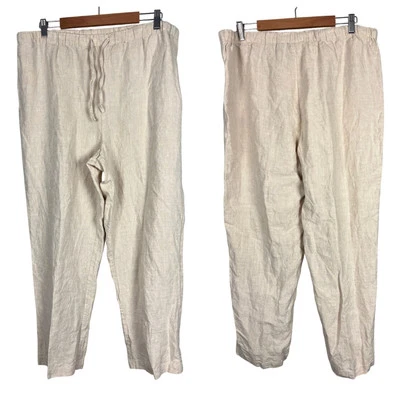 Pantalones de playa ORVIS para mujer XL avena cintura elástica 100 % lino Resort Foto 1 de 4