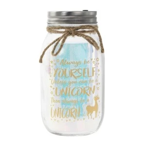 Tarro de albañil de vidrio con tapas LED luciérnaga hada luz siempre ser un regalo unicornio - Imagen 1 de 2