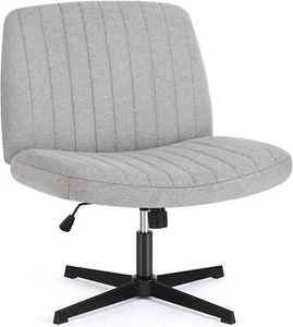 Criss Cross Chair Legged Armless Wide Seat Office Desk Chair Swivel Vanity Chair - Picture 1 of 25
