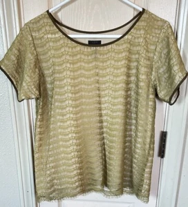 J. Crew Lace Overlay Top Blouse Sz Small Women’s Green Short Sleeve - Picture 1 of 3