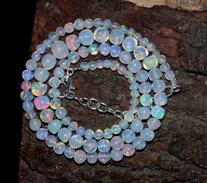 16"Natural Ethiopian Opal Wello Fire Opal Gemstone Beads Necklace Jewelry F3911 - Picture 1 of 4