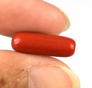 Natural 4.90 Ct Italian Coral Gemstone Cylindrical Shape Certified A51228 - Picture 1 of 8