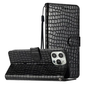 PU Leather Crocodile Wallet Phone Case For Samsung iPhone Huawei OPPO Xiaomi - Picture 1 of 8