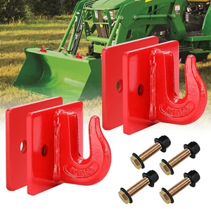2 Pack Tractor Bucket 3/8'' Bolt On Grab Hooks Red for RV UTV Truck Tow Hook - Picture 1 of 7