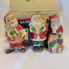Vintage "Around the World" Old World Santa Claus Ceramic Ornaments Lot of 3