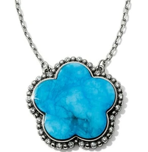 NWT Brighton TWINKLE LA FLOR Silver Turquoise Quartz Flower Necklace MSRP $78 - Picture 1 of 5