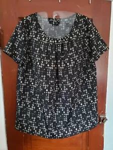 Camicia MOSSIMO donna M nera fantasia beige poliestere manica corta - Foto 1 di 4
