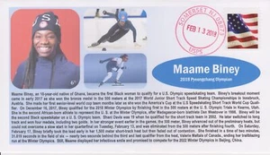 6° Cachets 2018 Winter Olympics Pyeongchang Maame Biney U.S. Speedskating - Picture 1 of 1