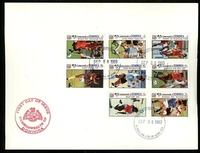 Historia Postal Gran Tamaño FDC #1603-1610 Dominica 1993 Copa Mundial Fútbol Deportes Foto 1 de 2