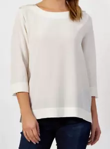 NEW Lacoste QF8107 Silk Vanillier Ivory white 3/4 Sleeve Blouse Shirt Women's 2 - Picture 1 of 13