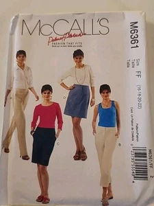 McCall's # M6361 Sewing Pattern Misses' Pants Shorts Skirt Plus Size FF (16-22) - Picture 1 of 4