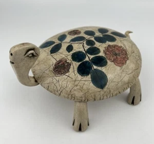 Tammy Leigh Catawba County NC Studio Pottery Signed 2005 Rare Turtle Floral - Picture 1 of 11