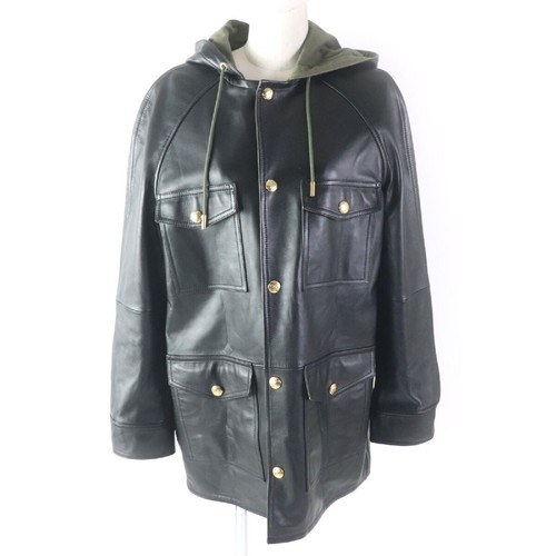 Parka CELINE 23AW Plonge pelle di agnello oversize nero taglia 34 fodera cotone donna