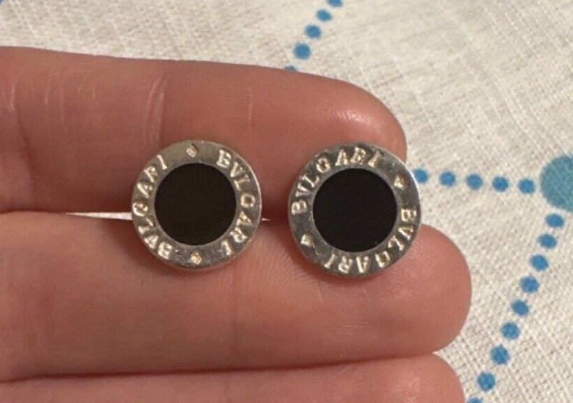 BVLGARI ブラック シルバー ピアス Womans BVLGARI Bvlgari Dainty Authentic Sterling Silver 925 Stud