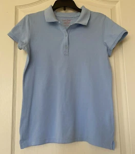 Cat & Jack Girls Short Sleeve Polo Light Blue School Uniform Shirt Large 10/12 - Picture 1 of 3