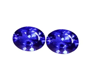 Par de piedras preciosas sueltas CERTIFICADAS de tanzanita azul natural 8-10 quilates gema de corte ovalado GT01 - Imagen 1 de 12