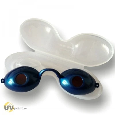 UV-POINT.DE Solarium Schutzbrille Augenschutz UV-Brille für Sonnenbank im Etui (blau)