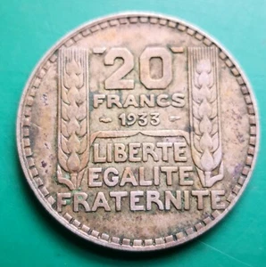 1933 France silver 20 Francs coin #912 - Picture 1 of 2