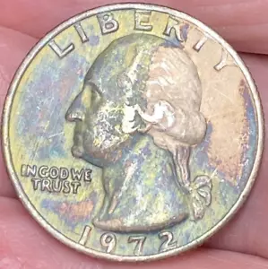 Bonita moneda de cuarto de Washington 1972-P tono arco iris #2 - Imagen 1 de 10