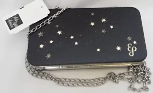 New EDDIE PARKER $1595 Black Sparkle Stars Hardcase Silvertone Evening Clutch - Picture 1 of 6