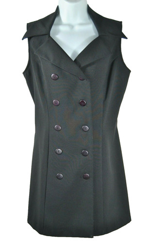 VETEMENTS Giacca nera senza maniche RAMPAGE donna taglia 9 doppiopetto 8 bottoni