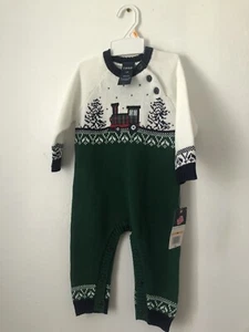 IZOD Baby Boys' Holiday Sweater Coverall - Choose SZ/color 3/6 M /12M(A) - Picture 1 of 6