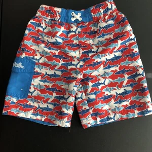 UV Skinz Red, White, And Blue Shark Boys Swim Trunks US  Size 5 - Picture 1 of 5