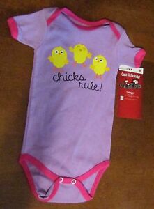 Case IH girls lavender w/pink trim one piece, has 'CHICKS RULE' 3-chicks front