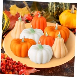 8 Pcs Fall Shaped Candles orange red, orange, light yellow, white Pumpkin - Picture 1 of 7