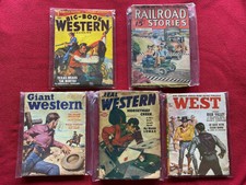 PULP MAGAZINES - LOT OF 5 Giant Big-Book Real Western Railroad Stories West 1952