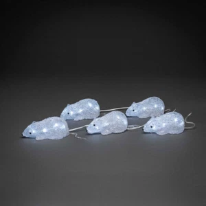 Konstsmide 6274-203 Leucht Deko Acryl Figuren 5er Set Mäuse 40 LEDs kaltweiß - Bild 1 von 2