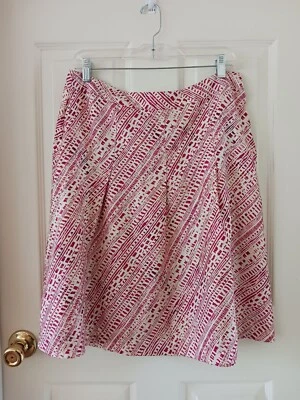 Merona 女式 100% 真丝百褶裙红色印花 10 码轻便  — 第 1/4 张图片