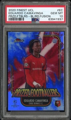 EDUARDO CAMAVINGA PSA 10 2020 TOPPS FINEST PRIZED FTBLRS BLUE RED FUSION /45 RC - Image 1 of 2
