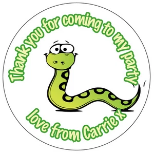 35x Personalised Creepy Crawly Fun Snake Birthday Stickers Party Thank You -N332 - Picture 1 of 1