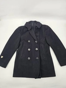 Vintage Naval Clothing Factory Label US Navy Pea Coat Wool 8 Button Wool Sz 38 - Picture 1 of 12