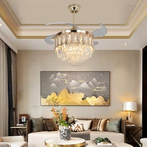 42" 6 Speed Ceiling Fan with Light LED Crystal Chandelier LED Light with Remote - Picture 1 of 19