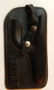 VINTAGE POLICE OLD SCHOOL STYLE BELT HOLSTER 5 SHOT LEATHER RIGHT HAND ~ WOW - Picture 1 of 3