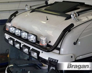 Roof Bar + Spot Lights + Clear Beacons For Mercedes Atego BLACK Stainless Steel - Picture 1 of 7