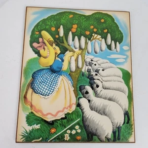 Vintage 1960s Nursery Rhyme Folk ART Print Laminated on Board 9.5x8 Inch (#06) - Picture 1 of 3