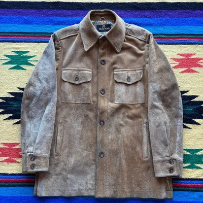 Chaqueta de cuero de gamuza Zero King vintage años 70 forro multicolor cachemir talla 40 Foto 1 de 4