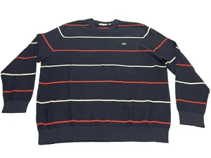 Lacoste Men's Striped Sweater 3XL Blue w/ Red & White Stripes New w/out Tags - Picture 1 of 6