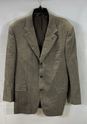 Canali Men Brown Checkered Blazer Size 54 - Image 1 of 4
