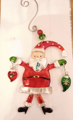 Рождественское украшение LORI SIEBERT из серебристого стекла с висячими ногами Санта-Клаус - Изображение 1 из 4