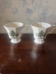 2 Nikko Japan Christmastime Porcelain Octagon Shaped Coffee Tea Mug Cup 12 oz - Picture 1 of 7
