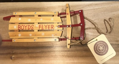 Boyds Bears Flyer Classic Sled Christmas Ornament Wood Metal Vintage 1999 - Image 1 of 4