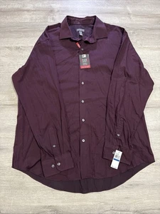 Van Heusen Flex Shirt Men’s Burgundy Button-Down Long Sleeve Classic Fit XL - Picture 1 of 5