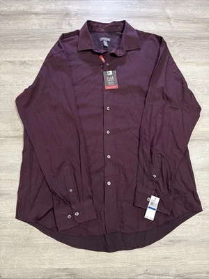 Camisa Van Heusen Flex Para Hombre Borgoña Abotonada Manga Larga Calce Clásico XL Foto 1 de 4